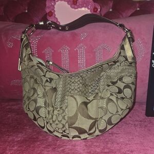 Coach Tan and Brown Signature Hobo Bag